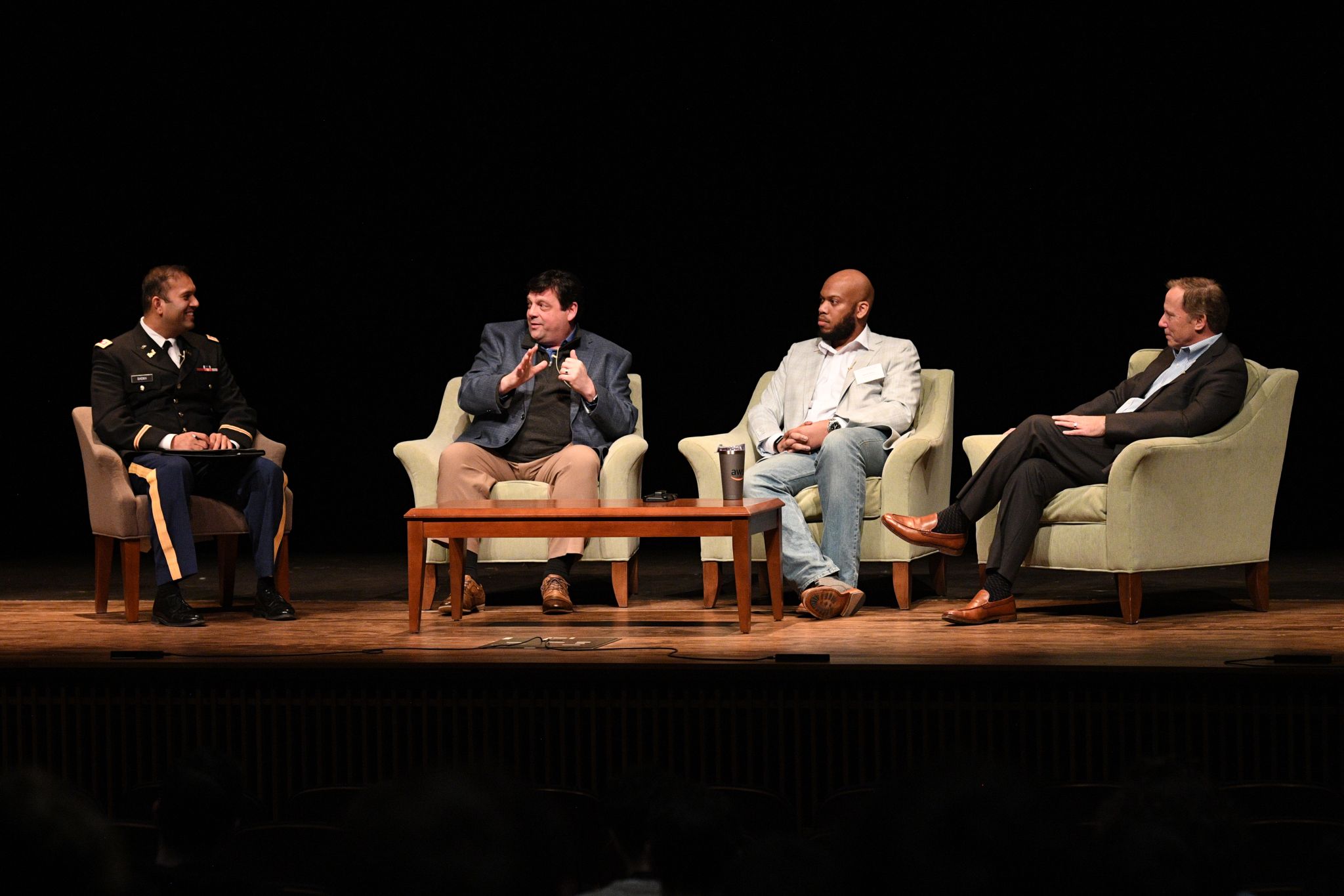 Welcoming cadets to the AWS Security table at VMI