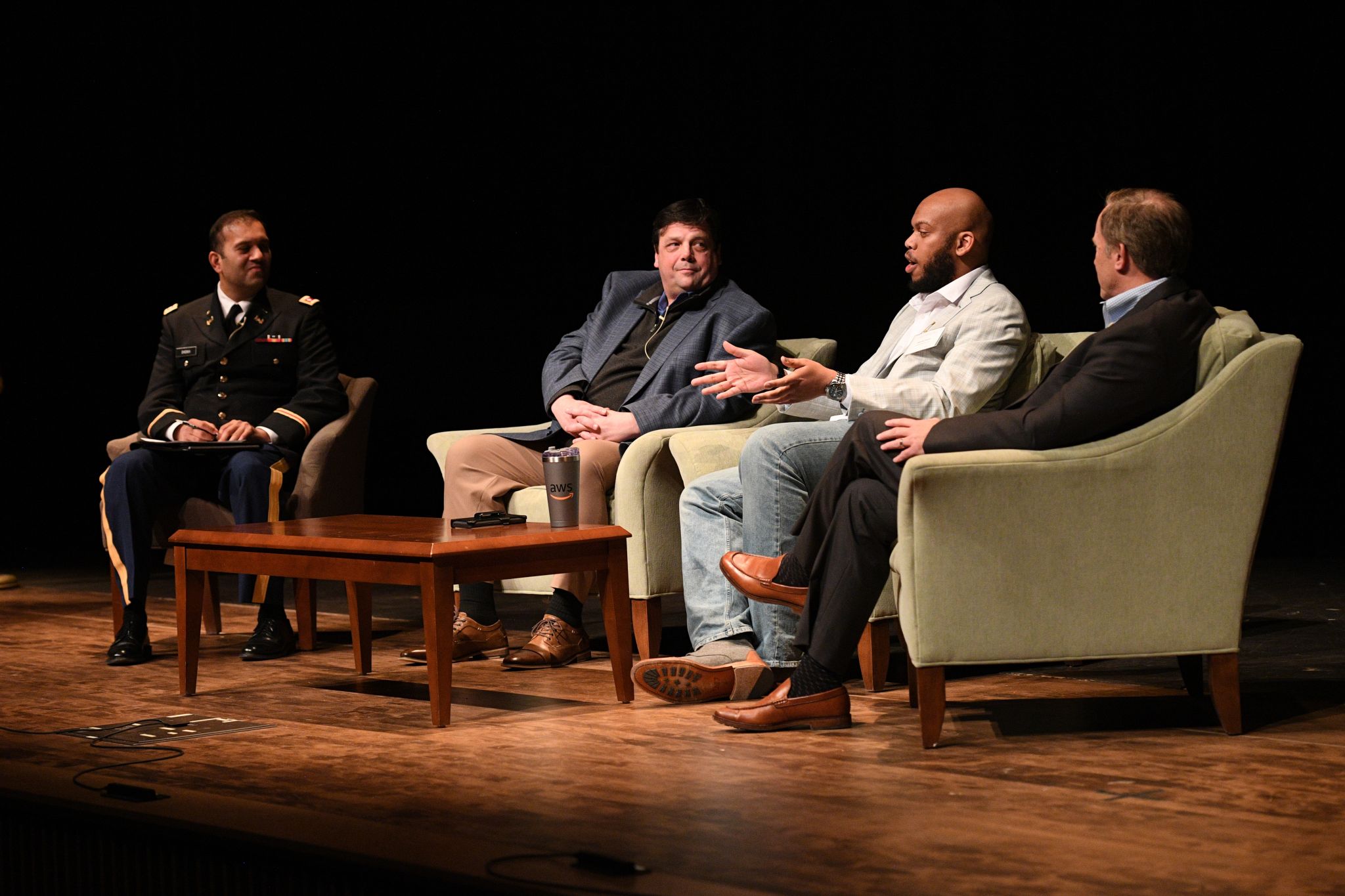 Discussing AWS career paths during booth conversations