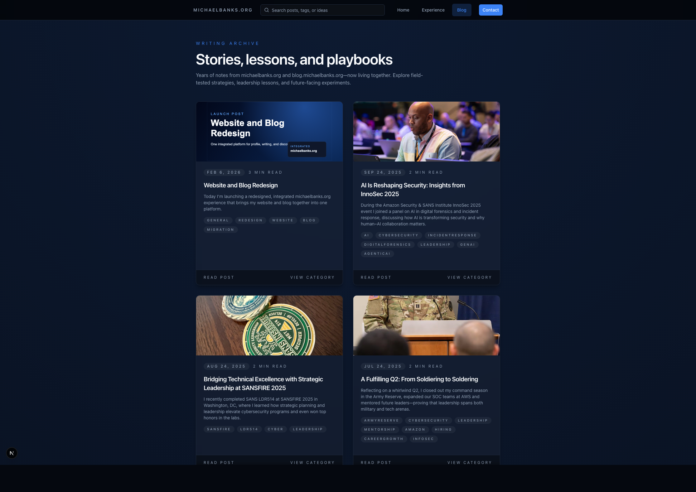 New integrated blog screenshot