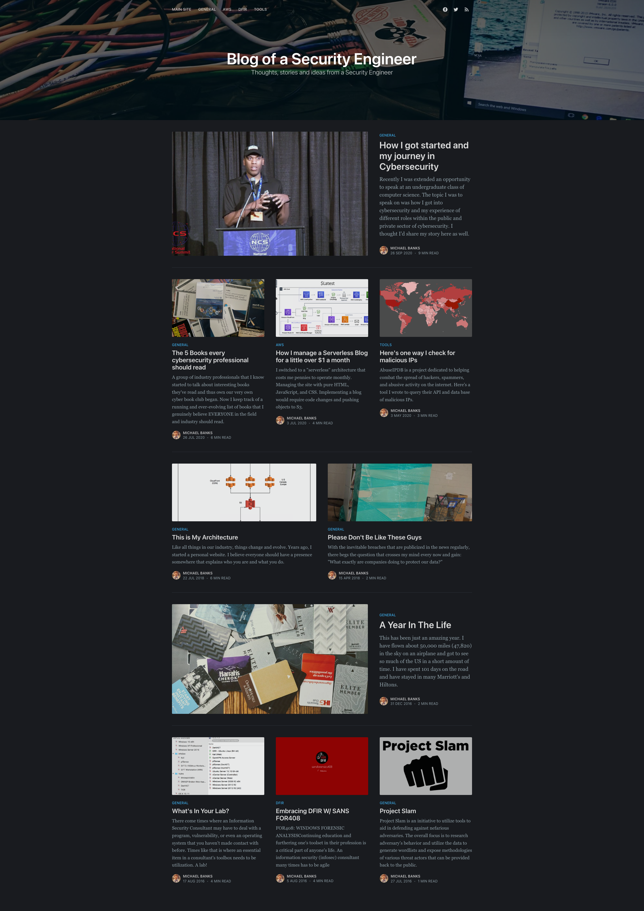 Old blog homepage screenshot